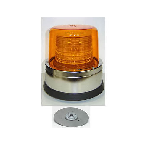 North American Signal 12/24 V Amber Strobe Light, Inner Lens, Outer Dome, Pipe Mount, Single Flash - ST1250P-A