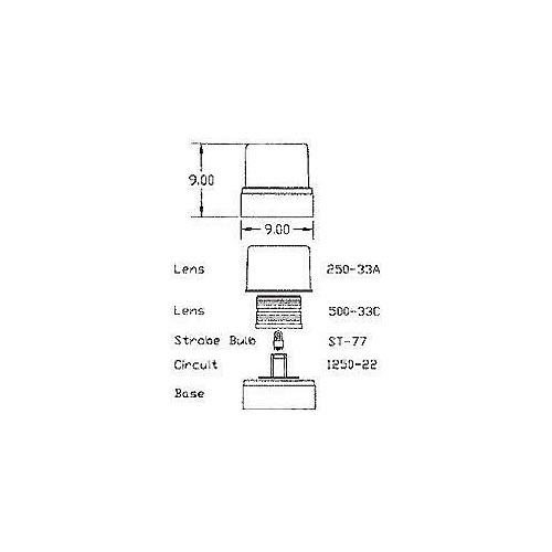North American Signal 12/24 V Amber Strobe Light, Inner Lens, Outer Dome, Permanent Mount, Single Flash - ST1250-A