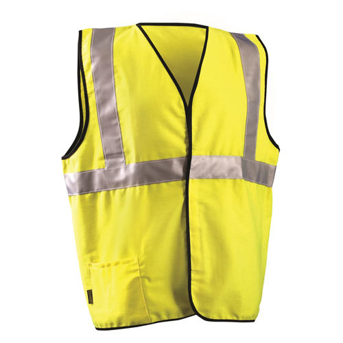 Occunomix Flame Resistant Cotton Rich FR�Single Stripe Solid Vest, Class 2, Yellow - FR-VCR1112