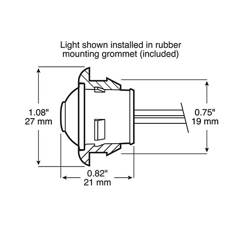 Peterson Led Marker/ Clearance, PC-Rated Round, w/ Pl10 Female Connector 0.75", Amber, Bulk Pack - M177A-P