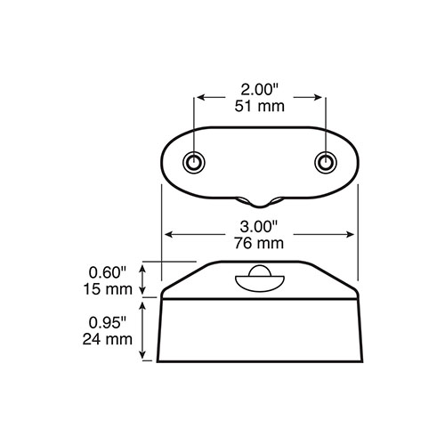 Peterson Led License, Top Mount, Oval, Single Diode, 3"X1.23", White, Pl10 Plug, Bulk Pack - M290C-P