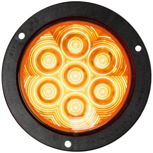 Peterson M824A-7 824A-7/826A-7 LumenX 4" Round LED Front & Rear Turn Signal, PL3 Amber Flange Mount