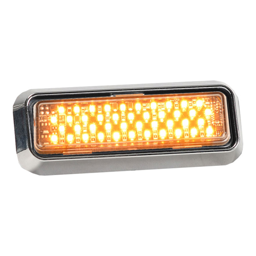 Star Single Head, Perimeter Standard Warning Light, Chrome Rectangular Bezel, 24V - DLXT-241C