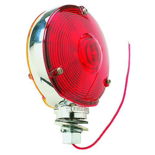 Truck Lite Signal-Stat, Incandescent, Red/Yellow Round, 1 Bulb, Dual Face, 1 Wire, Pedestal Light - 3806