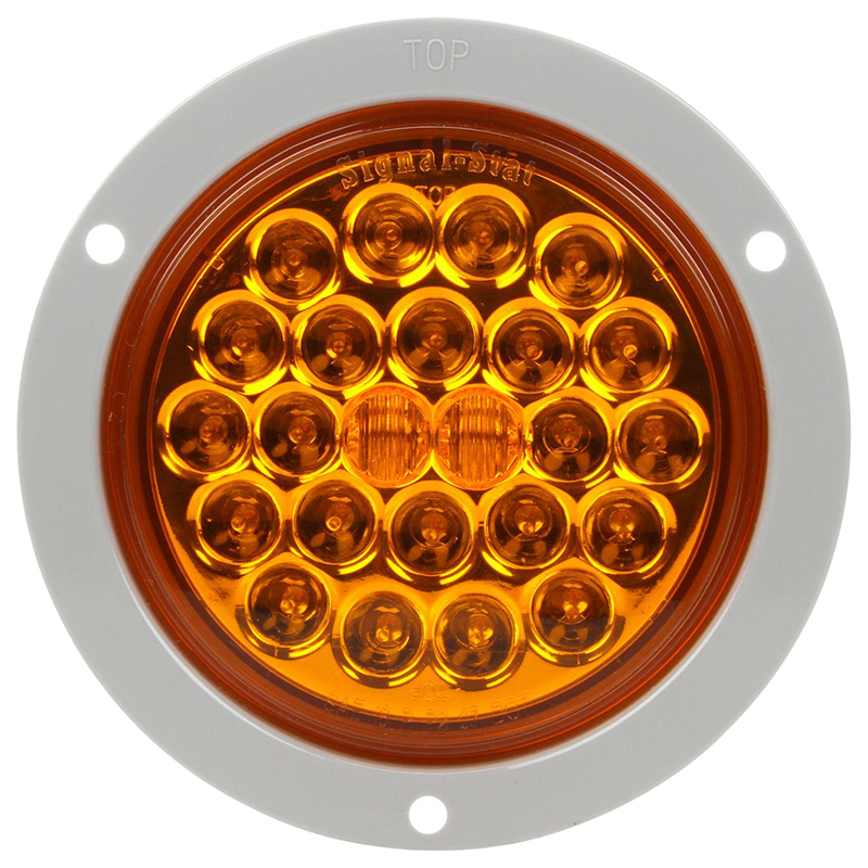 Truck Lite LED Signal Stat Front Park Turn 4" Round Lamp With INT Flange, Amber - 4053A