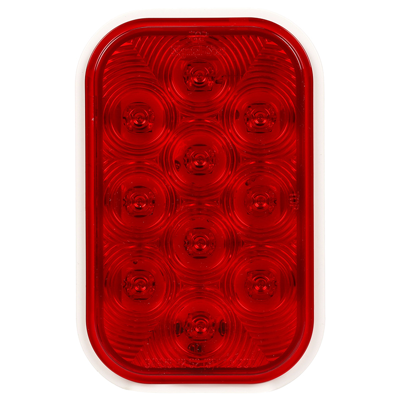 Truck Lite LED Signal Stat Stop Tail Turn & R/T, Rectangular 10 Diode Lamp, Red - 4558