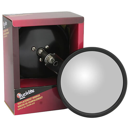 Truck Lite Flat Glass, 5 in., Black Stainless Steel Flat Glass Mirror, Round, Universal Mount - 97611