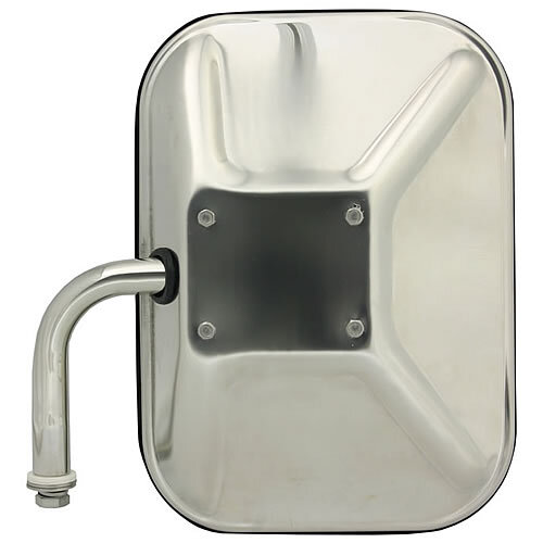 Truck Lite 4" Elbow, 7.5 x 10.5 in., Silver Stainless Steel, Flat Mirror, Universal - 97661