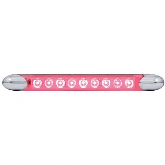 United Pacific 9 High Power LED 9 5/8" Auxiliary/Utility Light Bar - Red LED/Clear Lens - 37615B