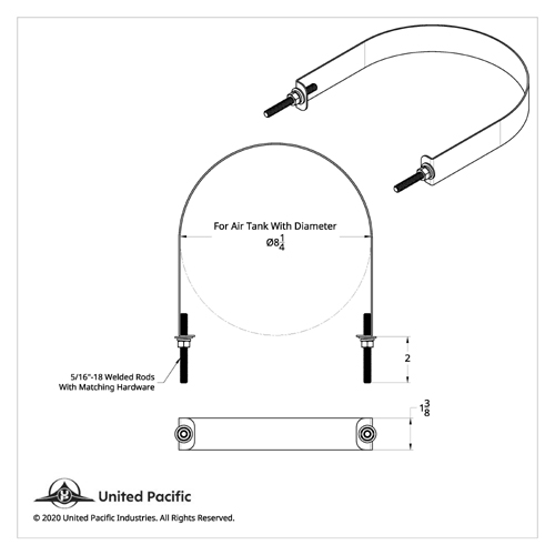 United Pacific 8-1/4" Stainless Air Tank Straps - 21340