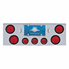 United Pacific Chrome Rear Center Panel With Four 4" Lights & Three 2-1/2" Beehive Lights & Grommets - 31596