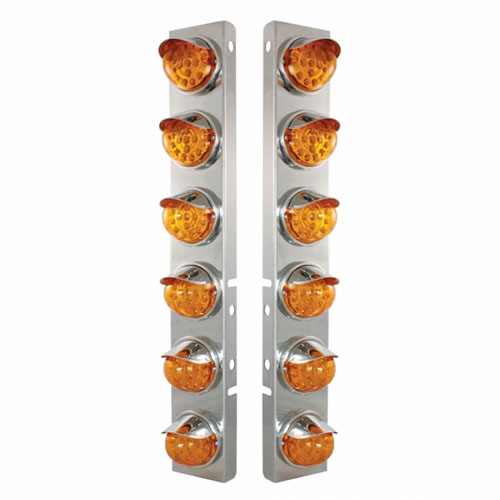 United Pacific SS Front Air Cleaner Bracket W/12X 17 Amber LED Refl - View #4