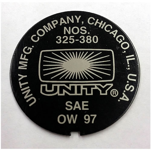 Unity USA 325 - 380 Series Nameplate - Reversed- U-7396