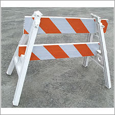 USA Sign 2" x 8" x 8' Plastic Barricade Rail-with Left EG sheeting.One-Sided Left. - BR-3200-8-EG-L